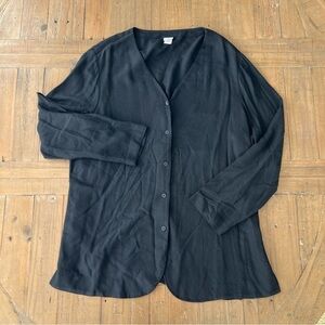 Eileen fisher black button front light weight cardigan women’s large